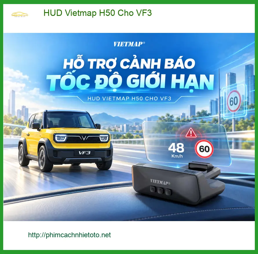 Chú Thọ lắp HUD Vietmap H50 cho VinFast VF3 tại Quận 9 để lái xe an toàn hơn