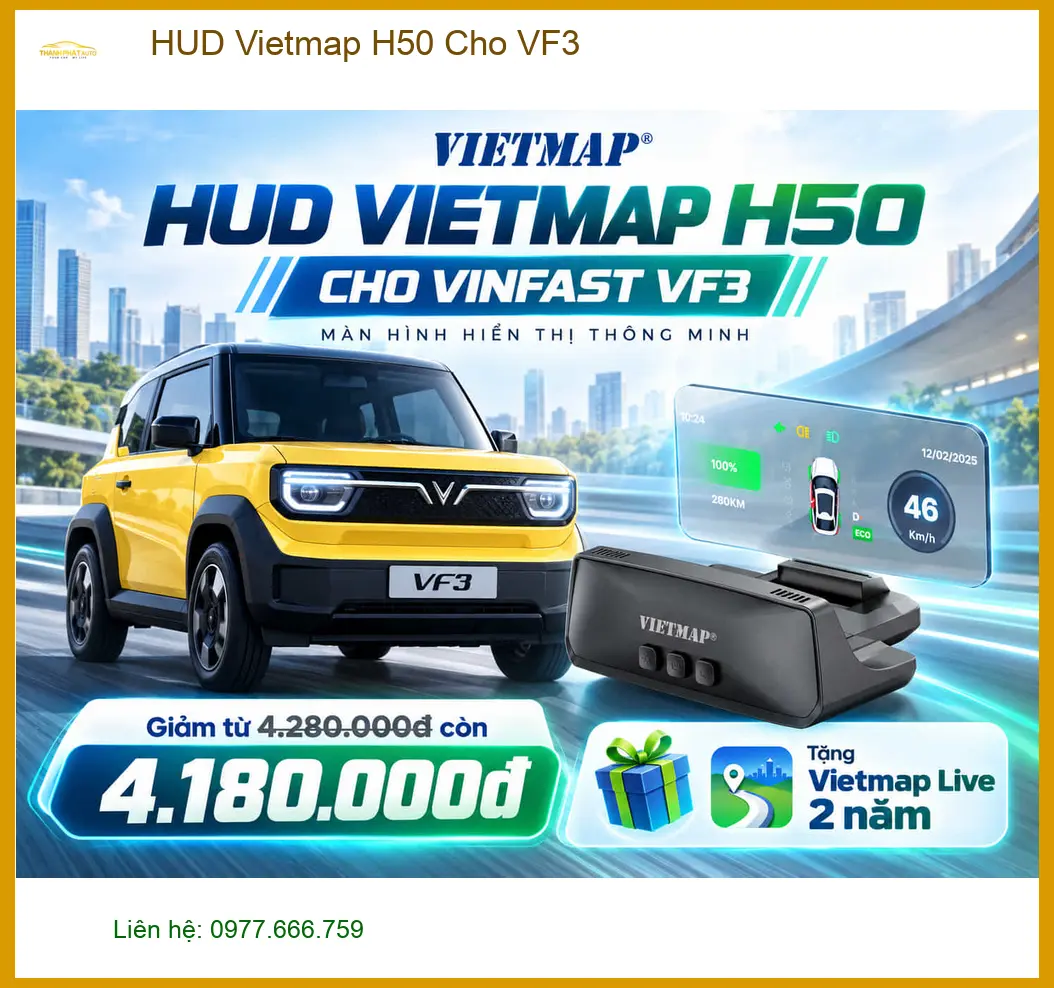 Chú Thọ lắp HUD Vietmap H50 cho VinFast VF3 tại Quận 9 để lái xe an toàn hơn ảnh thực tế 2