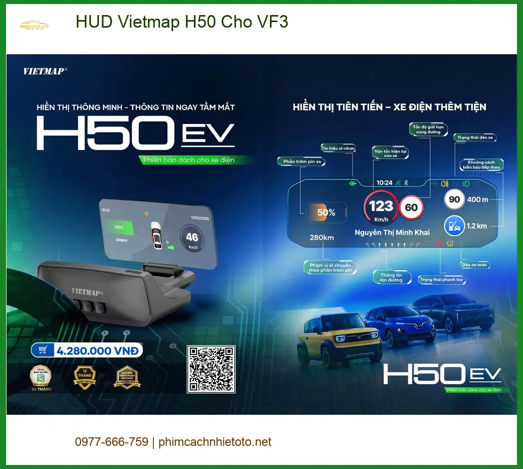 Chú Thọ lắp HUD Vietmap H50 cho VinFast VF3 tại Quận 9 để lái xe an toàn hơn ảnh thực tế 3