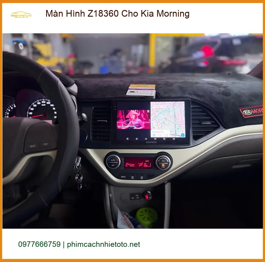 Chị Mai lắp màn hình Z18360 cho Kia Morning Quận 9 vì màn hình cũ hay đơ ảnh thực tế 3