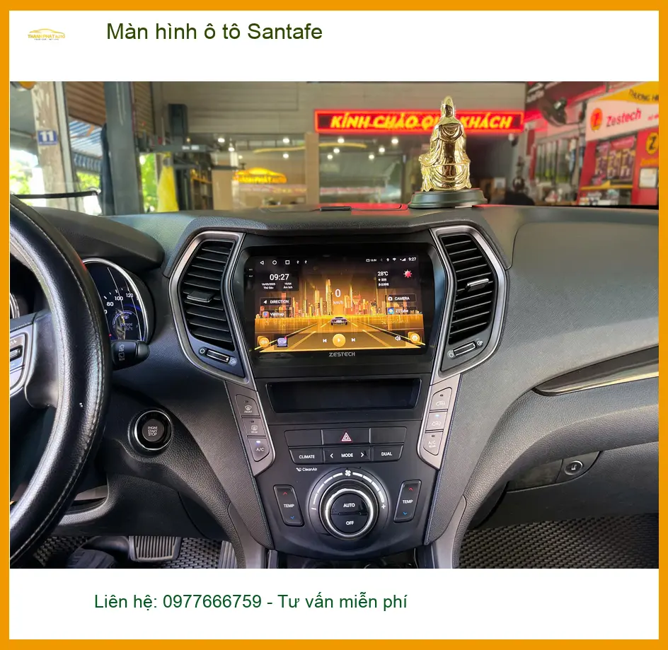 Chú Tùng lắp màn hình ô tô Santafe tại Quận Tân Bình để lái xe an toàn hơn ảnh thực tế 2