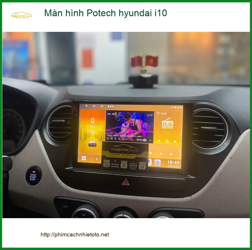 Anh Khang lắp màn hình Potech Hyundai i10 tại Quận 1 để có trải nghiệm lái hiện đại hơn ảnh thực tế 3