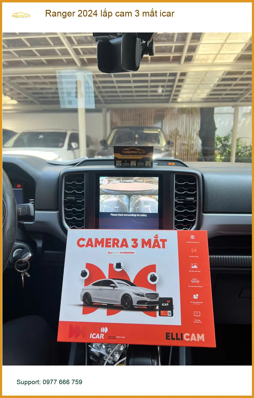 Anh Bách lắp cam 3 mắt ICAR cho Ranger 2024 tại Quận 9 ảnh thực tế 3